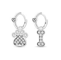 Pendientes Aretes de Plata de Ley 925 Dog Love